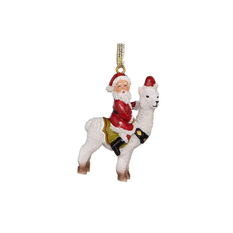 Santa's New Xmas Ride Llama Holiday Ornament: Each