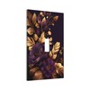 Purple Flower Floral Gold Leaves Light Switch Cover Decorative