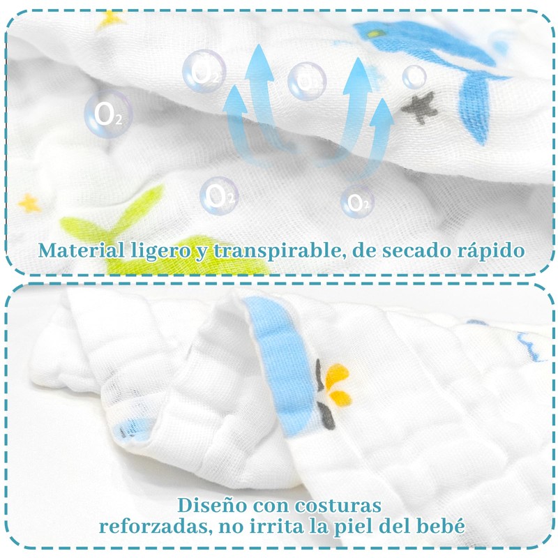 Janety Paños de Muselinas para Bebé, Set de 14 Toallitas