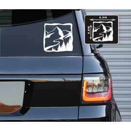 Printbeat Road Towards The Mountain Tree Scenery Vinyl Decals Stickers for Cars, Vans, Trucks, and laptops (White 5.5x5.3)