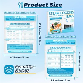 20 Pcs Microwave Steam Bags Zipper Steame Cooking Bags for Vegetables Potatoes Seafood Meat Veggie Frozen Food