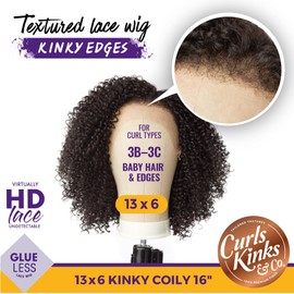 Sensationnel Kinky Edge 13x6 Lace Wigs - Kinky Edge Coily 16-inch glueless synthetic wig - CKCO Kinky Edge Coily 16 Inch (HL280/44)