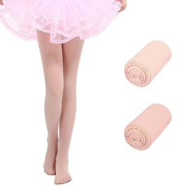 XIYEZDM Girls Tights 2 Packs Ballet Dance Tight Kids Student Footed School Uniform Training Tights Ultra Stretchy Soft Pantyhose Age 4-13(Flesh Pink, 8-10 Years)