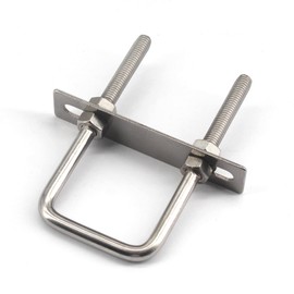 M8 x 45 x 110mm 304 Stainless Steel Square U Bolts with Hex Nuts, Frame Plate, Round Washers (Pack of 2)