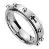 DoubleAccent 6MM Stainless Steel Cross Rosary Spinner Praying Ring, 6