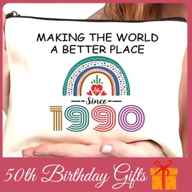 35th Birthday Gifts for Women, 35th Birthday Decorations Makeup Bags for Her, 35th 1990 Year Old Cosmetic Bags for Mum, Wife, Sister, Bestie, Best Friend, Travel Toiletry Bag