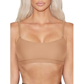 REORIA Women's Scoop Neck Wireless Bralette T Shirt Bras No Padding Ultra Comfortable Soft Smoothing No Underwire Seamless Bras Clay X-Large