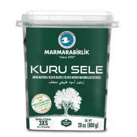 Marmarabirlik Black Olives, Turkish Dry Cured Black Olives, Hand-Picked, Healthy Snacks, Natural Mediterranean Flavor, Perfect for Salads and Mezze, Vegan, Kosher and Halal, Small, 28 Oz (800g)