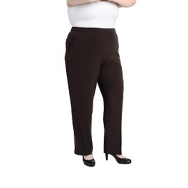 Briggs New York Women's Plus Size Pull on Dress Pant Average & Short Length Brown