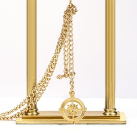 oyeaho Pocket Watch Chain Single Albert Chain with T Bar & Lobster Clasps Gold