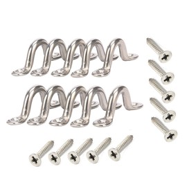 Amarine Made Pack of 10 Stainless Steel Bimini Boat Top PAD Eye, Eye Straps, Tie Down, Kayak Deck Loops, Tie Down Anchor Point, footman's Loop for Kayak Canoe Rigging