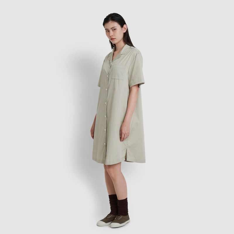 JAJU [JAJU] Women's Cotton Runner 5-part Pajama Dress_Khaki Grey