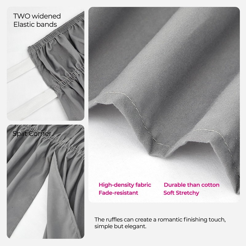 RIMELA Grey Bed Skirts with Split Corners Queen Size 18