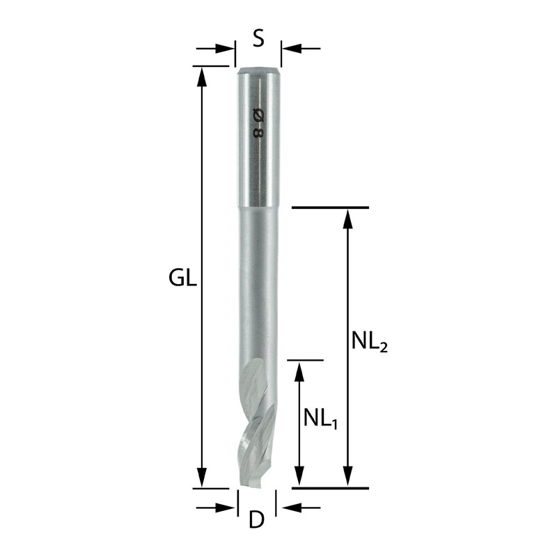 ENT Helical Aluminium and PVC Cutter HS-E Shank (C) 8