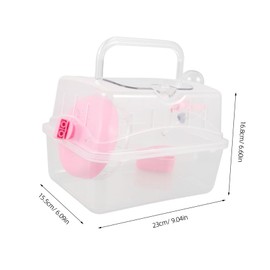 WOONEKY Portable Transparent Hamster Carry Case for Small Animals Secure Travel Cage for Hamsters Mice Ferrets with Clear Observation Lightweight and Convenient Pet Carrier Holder