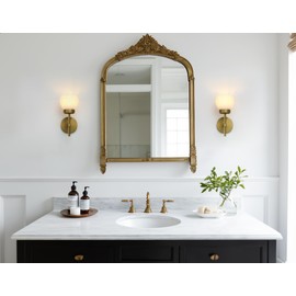 JIMUBEAM Vintage Wall Sconces Set of Two, Hardwired Sconces Wall Decor Set of 2 with White Tulip Glass Shade, Bathroom Vanity Lights Wall Mounted Lamps for Corridor Living Room