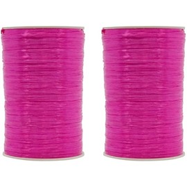 Pack of 2 Pearlized Raffia Ribbon Rolls 200 Yards for Kraft Packaging and Decoration (Fuchsia)