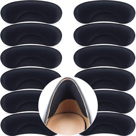 6 Pairs Heel Cushion Pads for Big & Loose Shoes - Protectors for Blisters, Friction & Heel Pain - Anti-Slip Grips to Make Shoes Fit Tighter (Black)