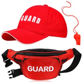 Tarpop Guard Costume Set Include Red Guard Hat Guard Fanny Pack Guard Whistle with Lanyard Guard Costume for Cosplay Party (Stylish)