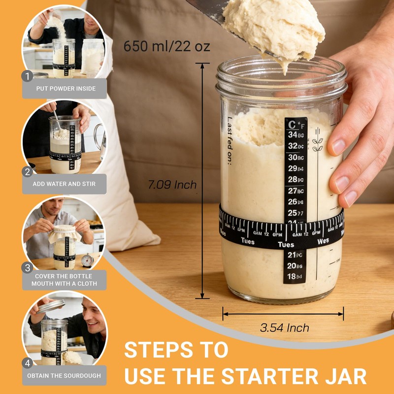 Acessorz Sourdough Bread Baking Supplies,Sourdough Starter Kit,2 Cotton Rope Banneton