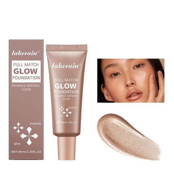 Full Coverage Glow Foundation, Liquid Highlighter Natural Glowing, Shimmer Face