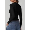 QINSEN Woman's Square Neck Long Sleeve Basic Tops Double Lined