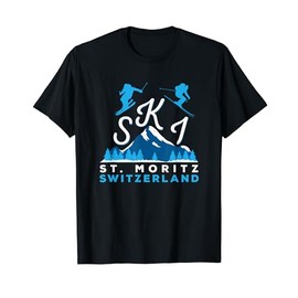 St Moritz Ski Clothes Downhill Skiing Gift Tee Shirt