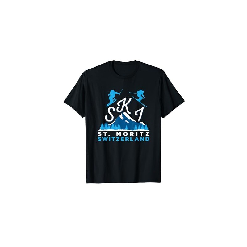 St Moritz Ski Clothes Downhill Skiing Gift Tee Shirt