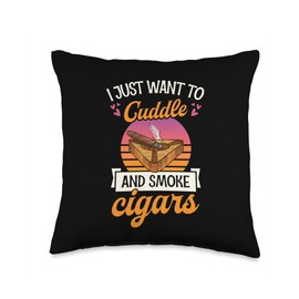 I Just Want To Cuddle And Smoke Cigars Valentines Day Throw Pillow