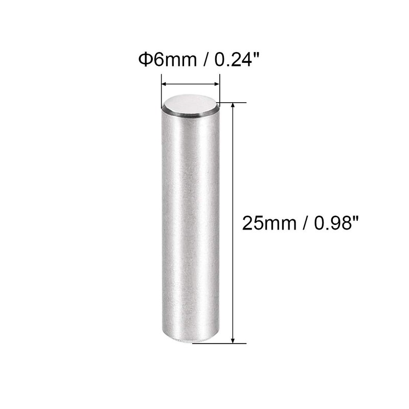sourcing map 25Pcs 6mm X 25mm Dowel Pin 304 Stainless