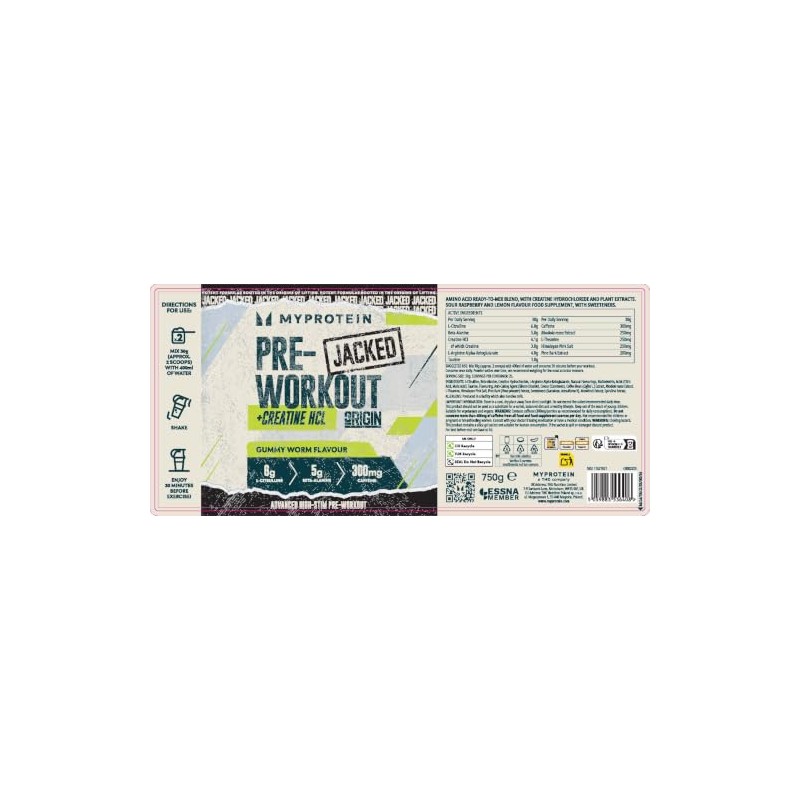 Myprotein Origin Jacked Pre-Workout - Gummy Worm - 25 Servings