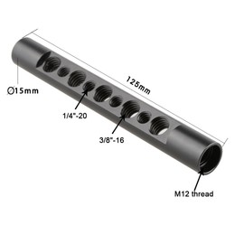 CAMVATE 15mm Cheese Rod with 1/4"-20 and 3/8"-16 Thread Hole for DSLR Rigs Camera Video Cage (125mm)