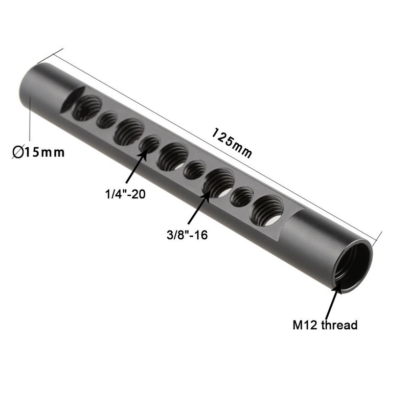 CAMVATE 15mm Cheese Rod with 1/4"-20 and 3/8"-16 Thread Hole