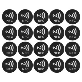 20 Pcs ID5200 NFC Stickers Adhesive Label Round 40mm Anti Interference Label with NFC Print Black