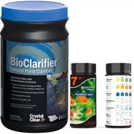 CrystalClear Clarifier 24pkts - With 25 pack of 7 in 1 Pond Test Strips