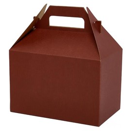 Paper Mart Red Gable Boxes for Party Favors, Pack of 100 Large Decorative Boxes, 9 x 6 x 6 Inches, Pinstripe Red Treat Packaging with a Sturdy Handle