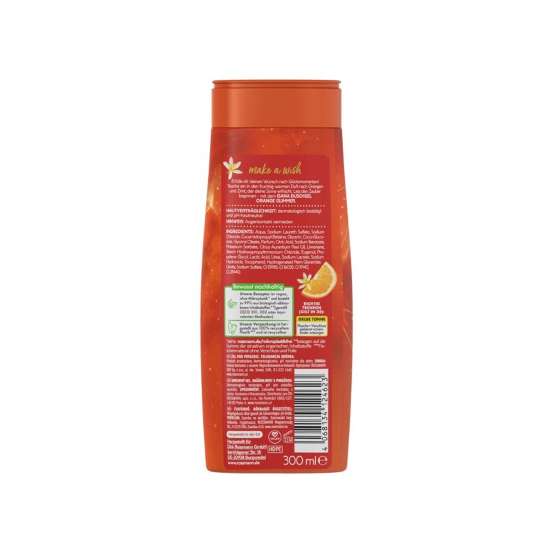로스만 이사나 ISANA 샤워젤 Orange Glimmer 300ml Rosman Isana Shower