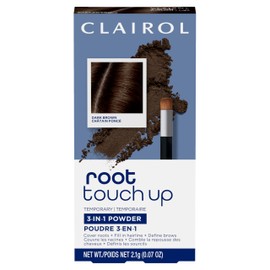 Clairol Root Touch-Up Temporary Concealing Powder, Dark Brown Hair Color | Ammonia Free | Instantly Cover Roots + Define Eyebrows | On-the-Go Compact with Mirror and Application Brush | Pack of 1