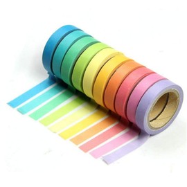 ZARRS Washi Tape 10 Rolls Star Decorative Colorful Rainbow Tapes for Scrapbooking DIY 8mm 5m Muticolours