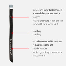 Brennenstuhl Fastening and Fixing Strap (Fastening Straps for Power Strips, Cable Organza with 44 cm Length for the Event Industry, Workshop, Home, Motorhome or Garden)