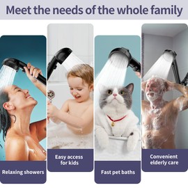 KAIYING Handheld Shower Head with Filters, High Pressure Mineral Shower Heads with Hose, Shower Envy Filtered Shower Head with Handheld, RV Shower with On Off Switch (Matte Black)