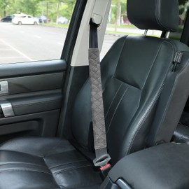 Amooca Soft Automotive Seat Belt Cover Seatbelt Shoulder Pad Neck Protector Cushions Universal Fit SUV Trucks Backpack Dark Grey Extra Long 19.7in