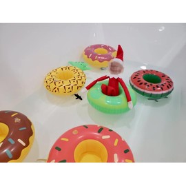 Pack of 12 Inflatable Drink Holders, Floating Drink Holder with Repair Patches, Mini Flamingo Palm Tree Drink Holder for Pool Cup Holder