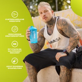 BioTechUSA CreaTor | With 2 Types of Creatine | Amino Acids | Vitamin B6 | Caffeine-Free | Easy to Dose Formula, 120 Capsules