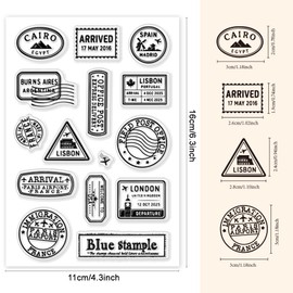 GOMAKERER 1 Sheet Clear Stamp for Card Making, Vintage Mail Postmark Stamps Reusable Silicone Stamp Retro Transparent Rubber Dies for Scrapbooking DIY Crafting Album Decoration, 4.3x6.3 Inch