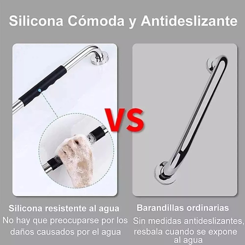 DERUIROALIS 2 Barras Agarradera De Seguridad Baños Apoyo Acero Inox