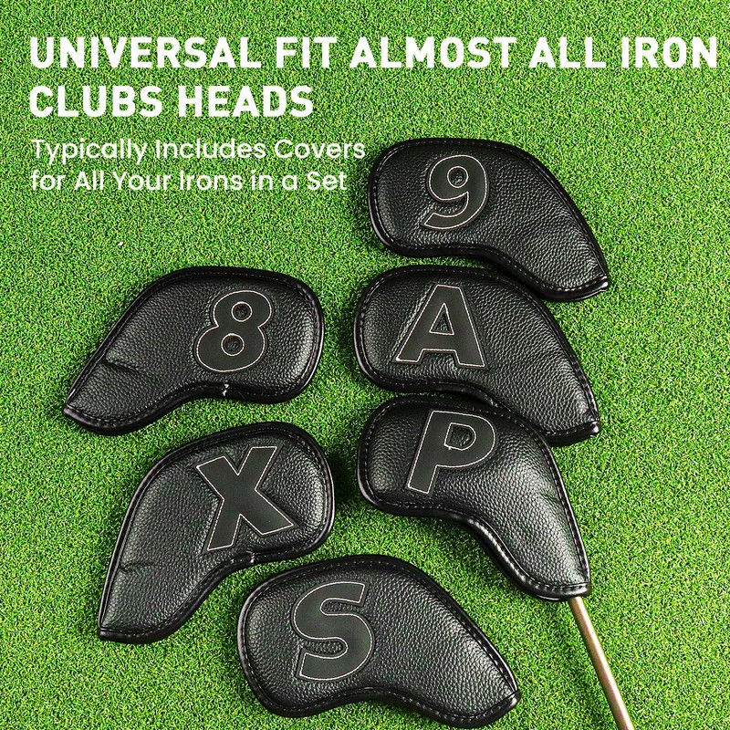 Golf Iron Headcovers 10 Pack Set Synthetic Leather with Magnetic