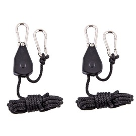 2 Pack 1/8in Heavy Duty Rope Hanger, Ttdesefu Adjustable Ratchet Plant Light Slings Buckle Tent Canopy Rope Stop Buckle Tent Guy Ropes with Pulley for Outdoor Camping Hiking（150 LB Capacity per Pair）