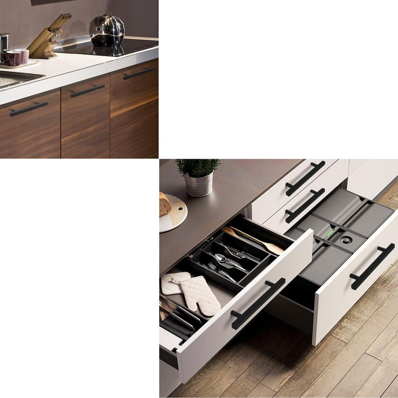 KNOBWELL 10 Pack Black Stainless Steel Kitchen Cabinet Door Handles