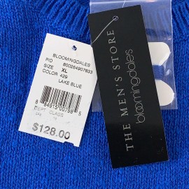 Bloomingdale's Bloomingdales Men's Store Size XL Lake Blue Cotton Knit Pullover Sweater NWT